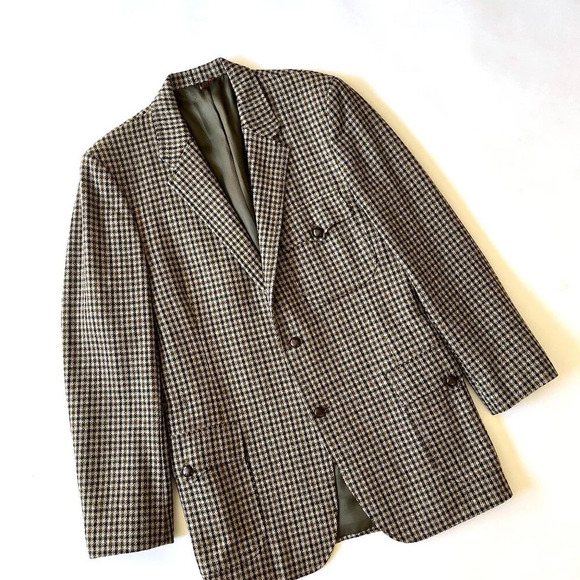 Vintage 50s 60s Shepard Clothes Men's Houndstooth Jacket Blazer Sports Coat 42L - Picture 1 of 7